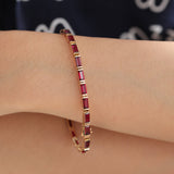 14K Yellow Gold Baguette Cut Lab Ruby Half Bezel Tennis Bracelet
