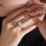Platinum 2.5ct Princess Cut Lab Diamond 5 Stone Engagement Ring with Radiant Cut and Bullet Cut Side-stones