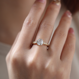 14K Yellow Gold 1.5ct Old Mine Cut Lab Grown Diamond Triple Prong Floral Basket Setting Vintage Ring – Art Nouveau Nature-Inspired Design