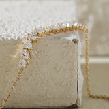 18K Yellow Gold Two-Shape Lab Diamond Bracelet – Round & Pear Cuts