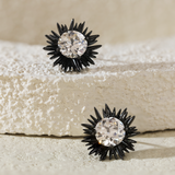 14K Gold with Black Rhodium Plated 2 ct tw Old European Cut Lab Dimaond Sea Urchin Nature-Inspired Stud Earrings