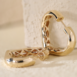14K Yellow Gold Heart Shaped Huggie Earrings