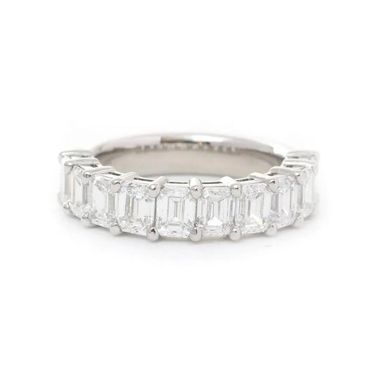 Platinum 4*3mm Emerald Cut Lab Diamond Half Eternity Ring