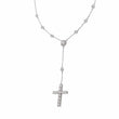 14K White Gold Round Lab Diamond Cross Necklace