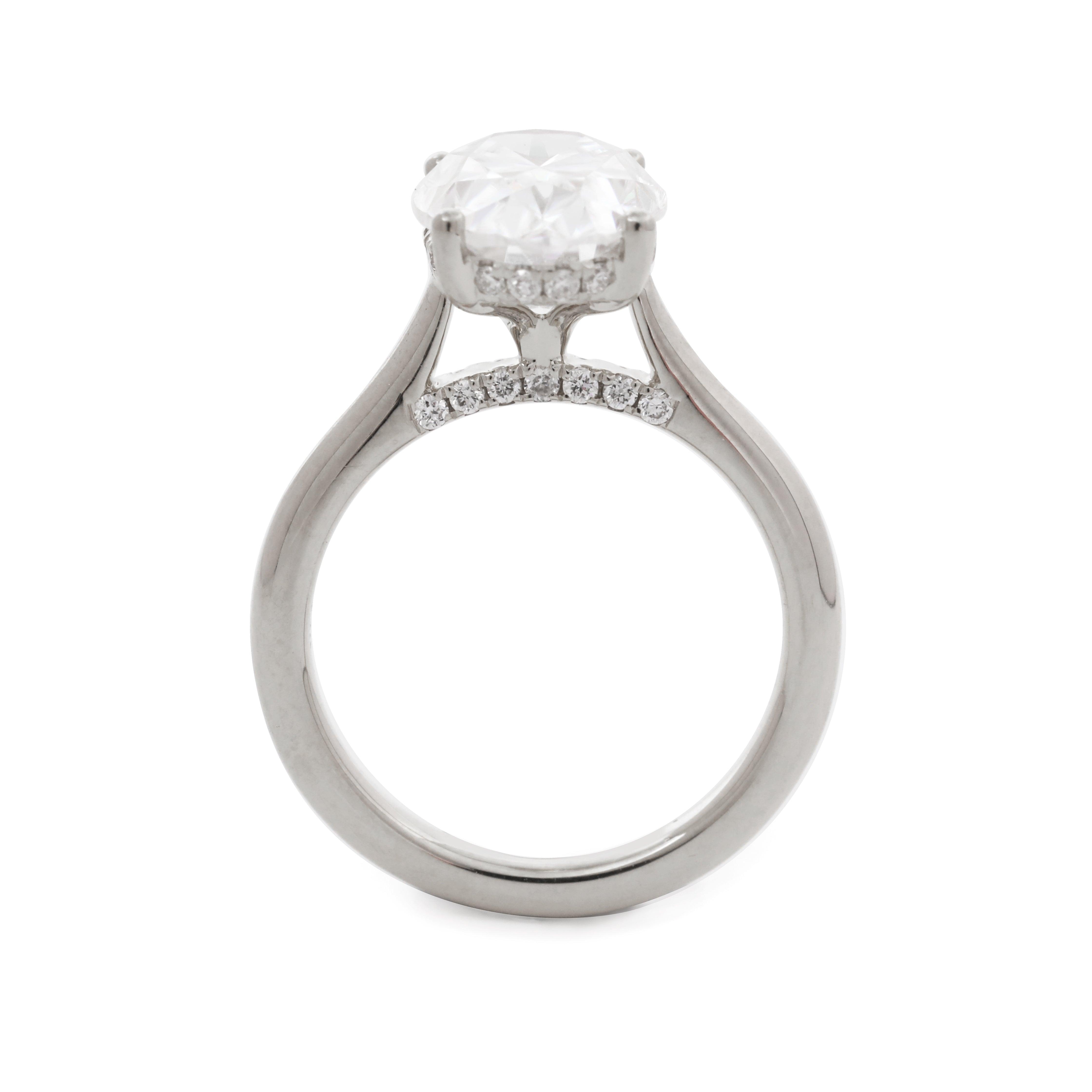 14K Yellow Gold 3ct Oval Cut Lab Diamond Hidden Halo Bridal Set Rings 14K White Gold